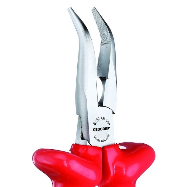 Gedore Ins Bent, Needle Nose Pliers, 6-1/4", Overall Length: 160mm - VDE 8132 AB-160