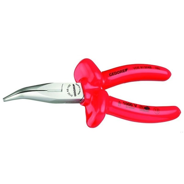 Gedore Ins Bent, Needle Nose Pliers, 6-1/4", Overall Length: 160mm - VDE 8132 AB-160