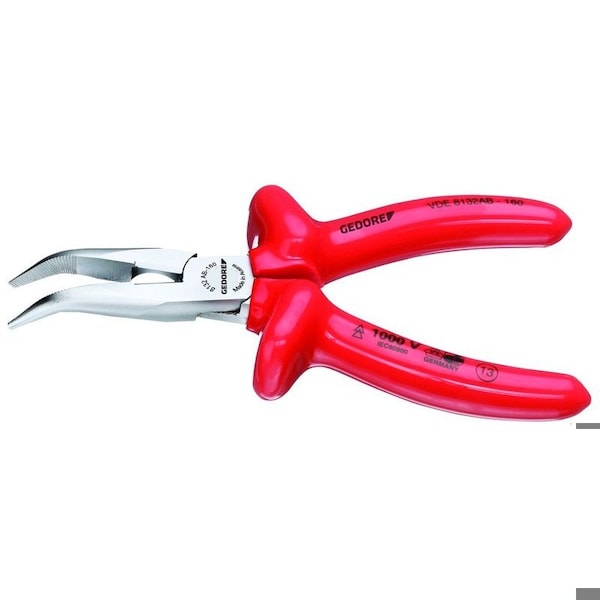 Gedore Ins Bent, Needle Nose Pliers, 6-1/4", Overall Length: 160mm - VDE 8132 AB-160