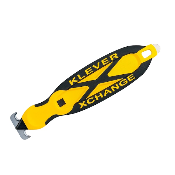 Klever XChange40 Safety Cutter with Metal Tape Splitter, Metal Kurve Head, Yellow - KCJ-XC-40Y