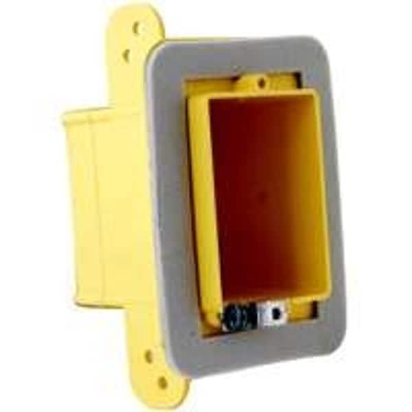 Raco Vapor Barrier Box, 1-Gang, Polycarbonate, Yellow, Bracket - 2011FBAR