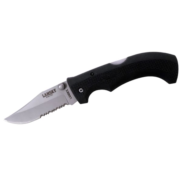 Lansky Sharpeners Easy Grip 3.75" Clip Point Serrated Folding Knife - LKN030