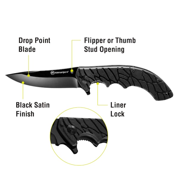 Kilimanjaro 9" Folding Knife - Makazi - Black Finish - 910083