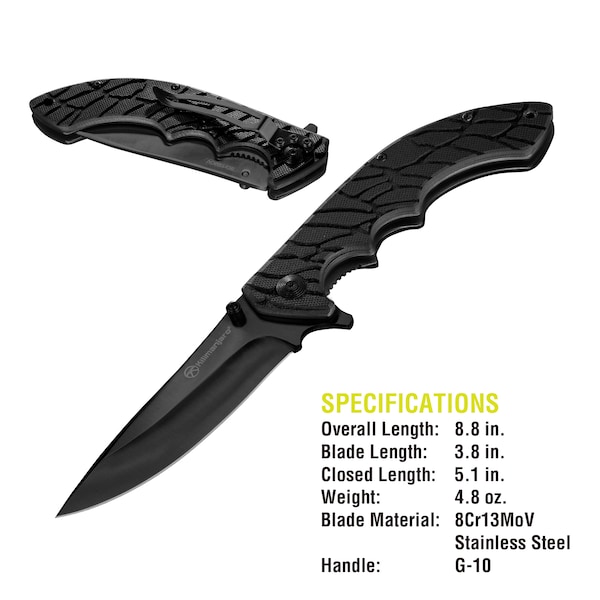 Kilimanjaro 9" Folding Knife - Makazi - Black Finish - 910083