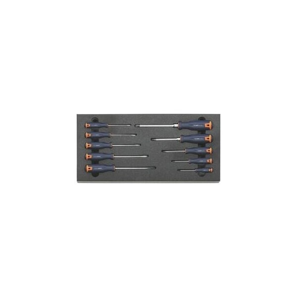 Garant Set of 10 Phillips and Slotted Screwdrivers Set in Foam - 953522 10