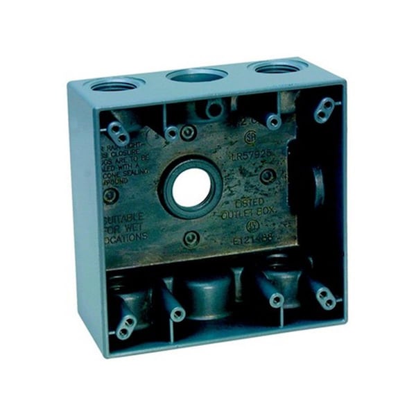 Totalturf Electrical Box, Outlet Box Type, 2 Gangs, Die-Cast Metal, Square Shape - TO157152