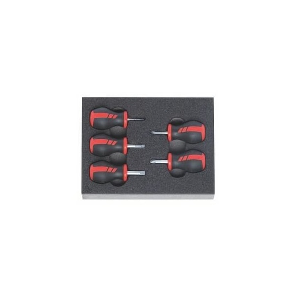 Holex Set of 5 Stubby Phillips and Slotted Screwdrivers Set in Foam - 953307 5