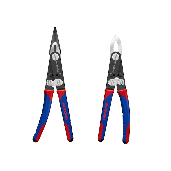 Prime-Line WORKPRO W031113 2-in-1 Flip Pliers, Solid Joint and Long Nose Construction Single Pack - W031113