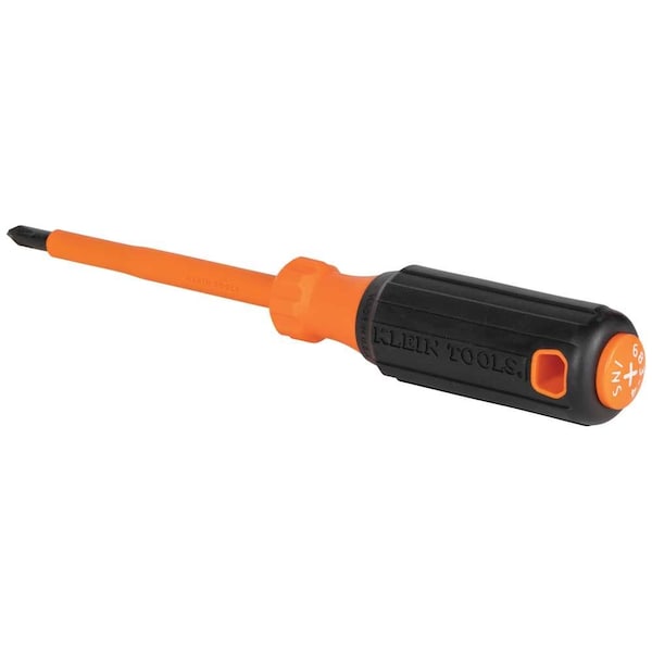 Klein Tools Insulated Screwdriver, #2 Phillips Tip, 4-Inch Round Shank - 6834INS