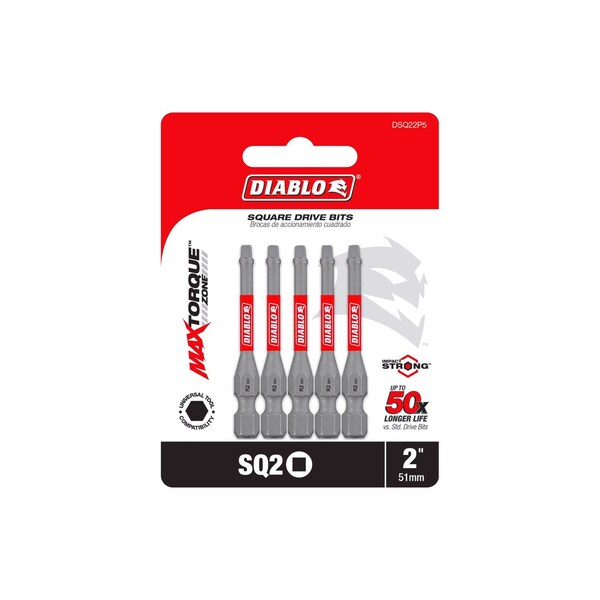 Diablo Square #2 X 2 in. L Driver Bit Black Oxide 5 pk - DSQ22P5