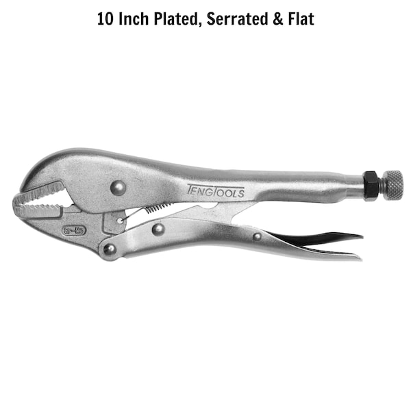 Teng Tools 401-10F 10" Plated, Serrated & Flat Power Grip Pliers - 401-10F