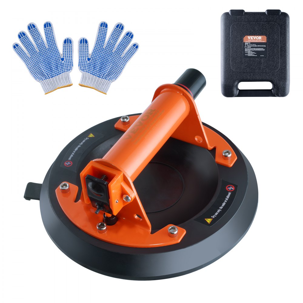 VEVOR Glass Suction Cup, 8" 615 lbs Load Capacity, Vacuum Suction Cup with Steel Handle and Carry Box, Heavy Duty Industrial Suction Cup Lifter Tool for Glass, Granite, Tile, Metal, Wood Panel Lifting - YXZKXPJS1J8Y6MXM3V0