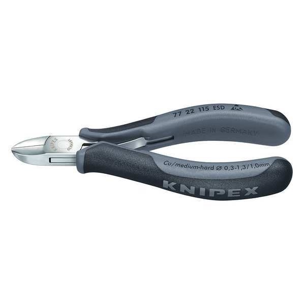Knipex 4 1/2 in Diagonal Cutting Plier Flush Cut Uninsulated - 77 22 115 ESD