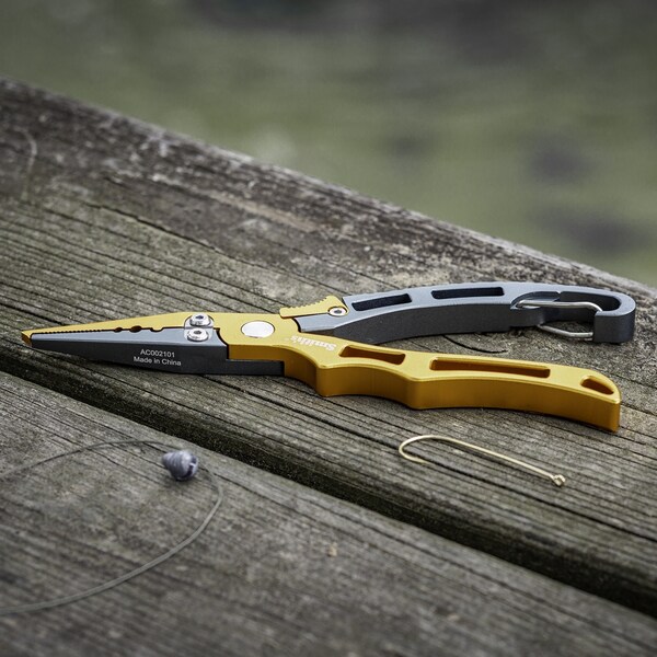 Smiths Consumer Products 2023 Smith'S Regalriver Aluminum Fishing Pliers W/ Carabiner W/ Splitring - Yellow - SMI-51301