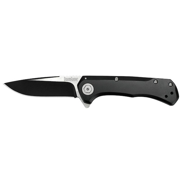Kershaw 3 in. Showtime Assisted Flipper Two-Tone Drop Point Blade - Black Steel Handles - KE599801