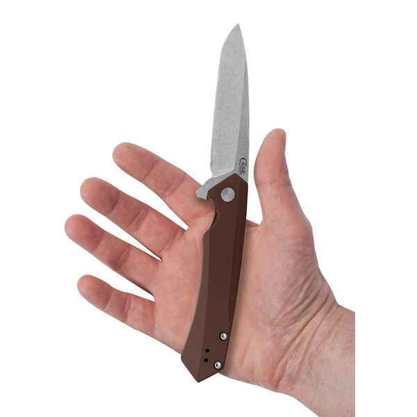 Case Cutlery Knife, Case Dark Brown Anodized Aluminum Kinzua with Spear S35VN Blade - 64692