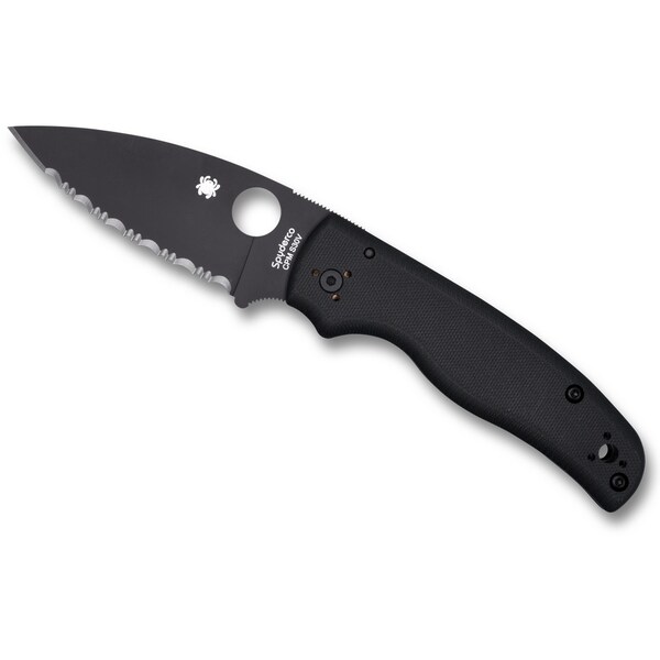 Spyderco 2024 Spyderco Shaman G-10 Black Black Blade Serrated - SPY-C229GSBK