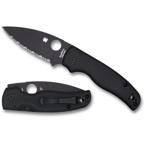 Spyderco 2024 Spyderco Shaman G-10 Black Black Blade Serrated - SPY-C229GSBK