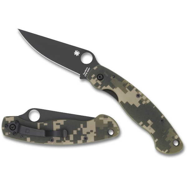 Spyderco 2024 Spyderco Military Model G-10 Camo Black Blade Plain - SPY-C36GPCMOBK