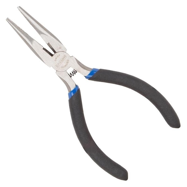 Vulcan Mini Long Nose Plier, 5 in OAL, 0.5 mm Cutting Capacity, 3 cm Jaw Opening, Black Handle, 1/2 in W Jaw - JL-NP017