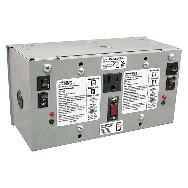 Functional Devices-Rib Enclosed Power Supply, 120V AC, 24V AC, 100VA - PSH100A100AWB10