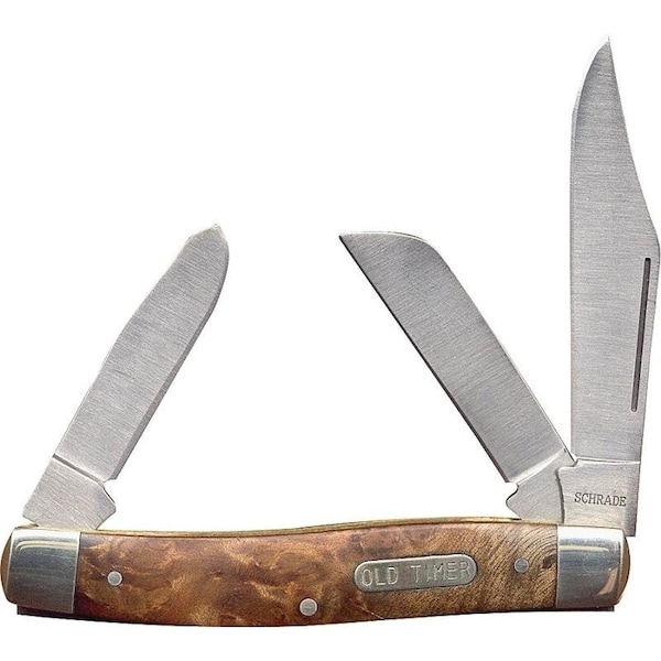 Old Timer Folding Pocket Knife, 3 in L Blade, 7Cr17 High Carbon Stainless Steel Blade, 3Blade - 8OTW