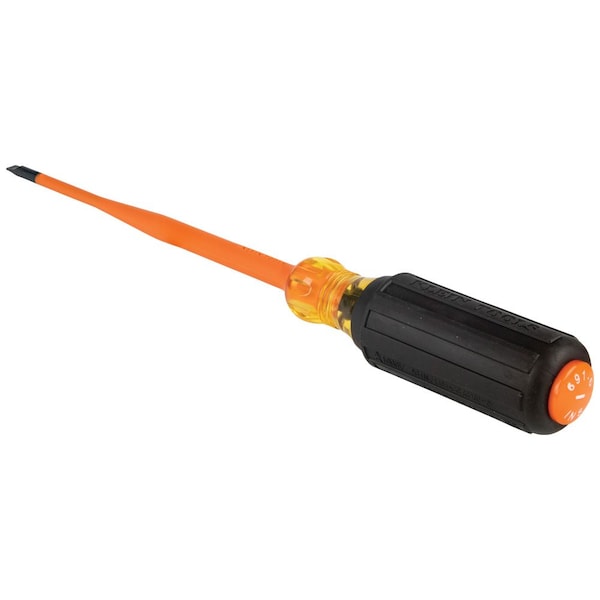 Klein Tools Slim-Tip Insulated Screwdriver, 3/16-Inch Cabinet, 6-Inch Round Shank - 6916INS