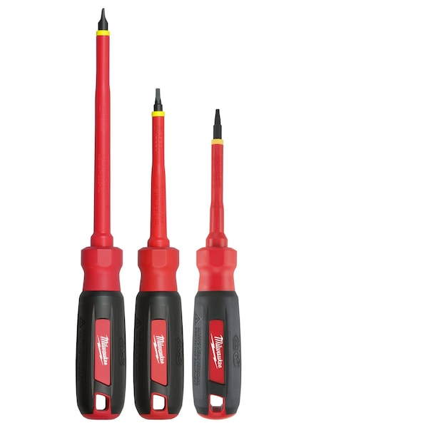 Milwaukee Tool 3-Piece 1000V Insulated Screwdriver Set w/ Square Drive - 48-22-2203