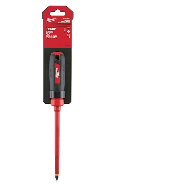 Milwaukee Tool 1/4 in. x 6 in. Slotted 1000 Volt Insulated Screwdriver - 48-22-2221