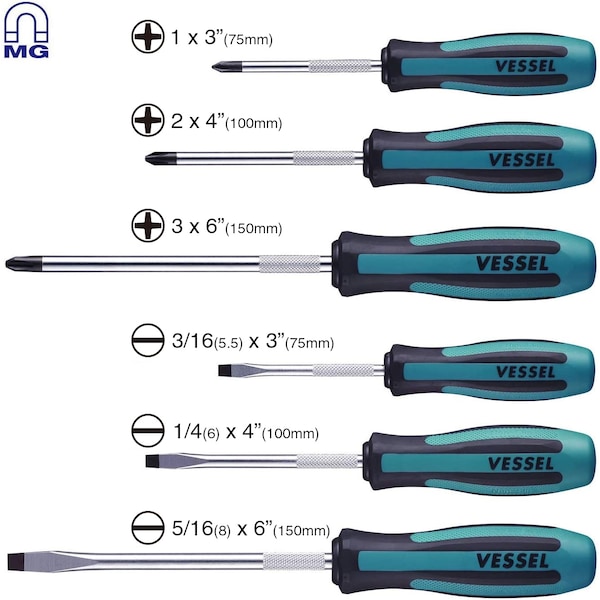 Vessel MEGADORA JAWSFIT Screwdriver 6PC. Set No - 9006PB