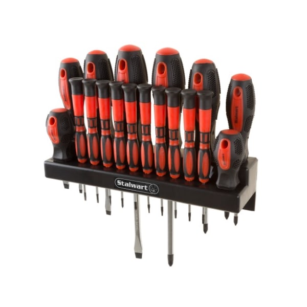 Fleming Supply 18-piece Screwdriver Set with Wall Mount and Magnetic Tips, Precision Kit, Flatheads, Phillips, Torx - 629782ZIY