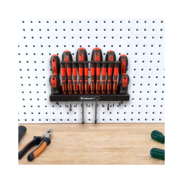 Fleming Supply 18-piece Screwdriver Set with Wall Mount and Magnetic Tips, Precision Kit, Flatheads, Phillips, Torx - 629782ZIY