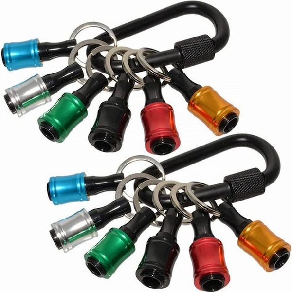 Florida Tools Bit Holder Caddy 6 Piece 1/4 inch Hex Shank Bit Holder Aluminum With  Locking Carabiner, 2PK - FT-BITCADDY-2