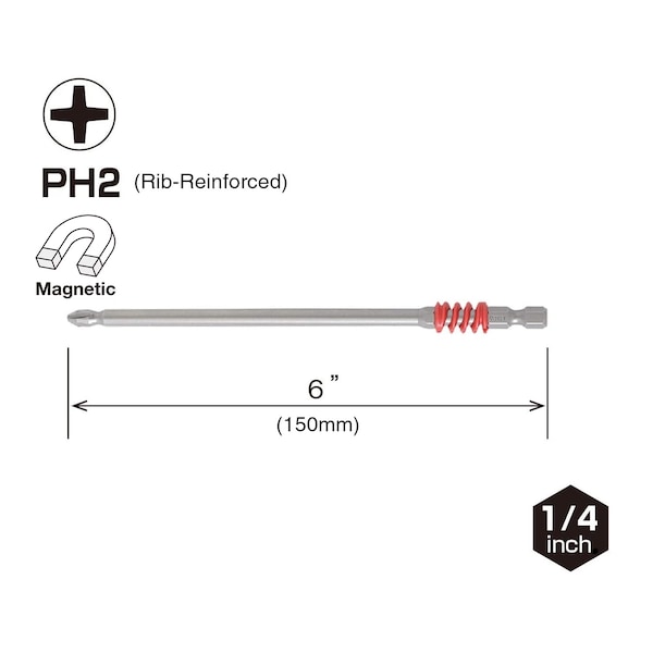 Vessel NECK TORSION Rib-Reinforced Power Bit PH - RTPH2150P1