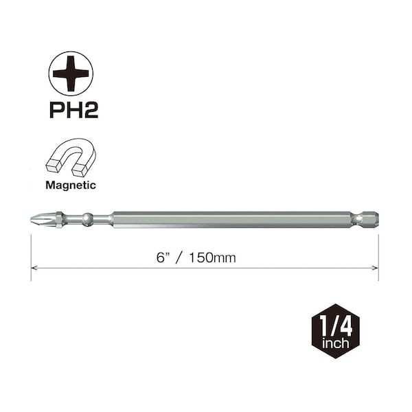 Vessel IMPACT BALL Torsion Bit PH2x150, PK10 - IBPH2150P10K