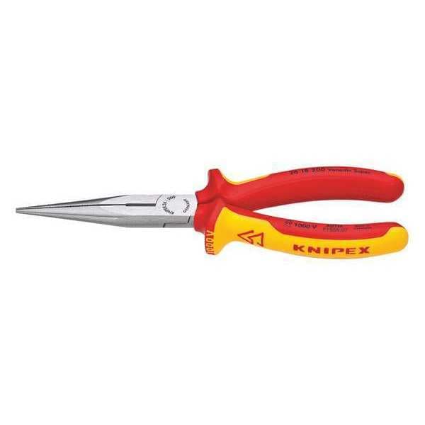Knipex 8" Chain Nose Side Cutting Plier, Insulated - 26 18 200 US