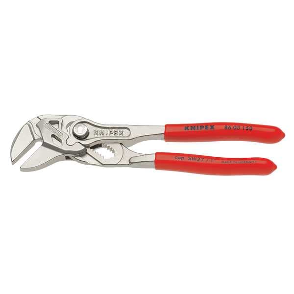 Knipex 6 in Straight Jaw Plier Wrench Smooth, Plastic Grip - 86 03 150