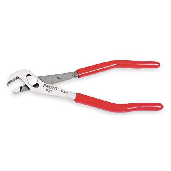 Proto 4 1/16 in Straight Jaw Tongue and Groove Plier Serrated, Plastic Grip - J235