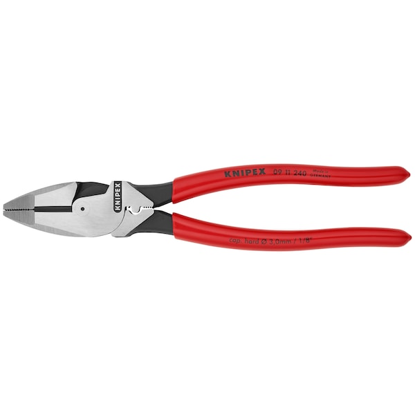Knipex 9-1/2'' High Leverage Lineman's New England w/ Tape Puller & Crimper - 09 11 240