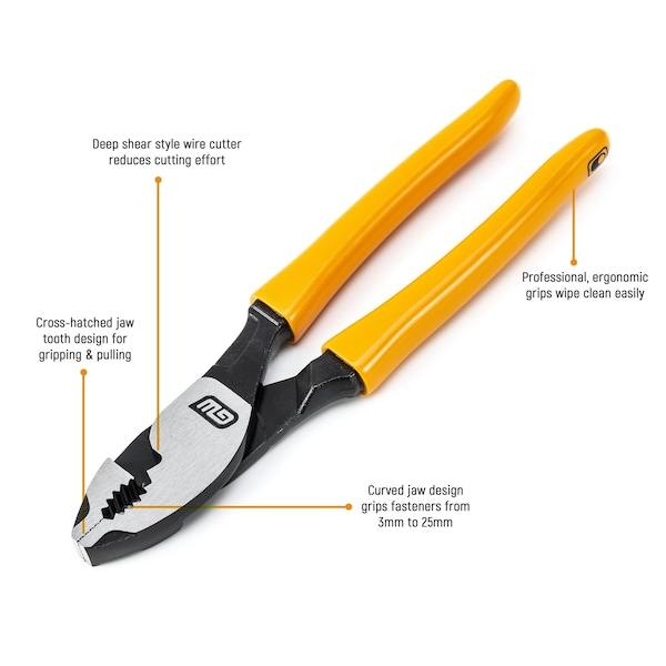 Gearwrench 8" PITBULL Dipped Handle Slip Joint Pliers - 82175