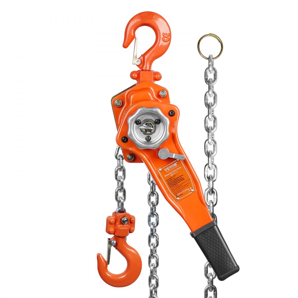 VEVOR Hand-Operated Chain Lift, 1650 lbs Load, 5ft Length, G80 Zinc-Coated Steel, Dual-Pawl Brake System, Automatic Chain Guide & Swivel Hook, Ideal for Workshops, Warehouses, and Loading Docks - CGSBHLH34T5FT94JLV0