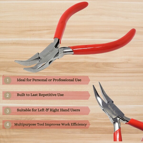A2Z Scilab Jewelry Making Pliers Bent Nose Professional Repair Stainless Steel Tool with Cushion Grip - A2Z-ZR945