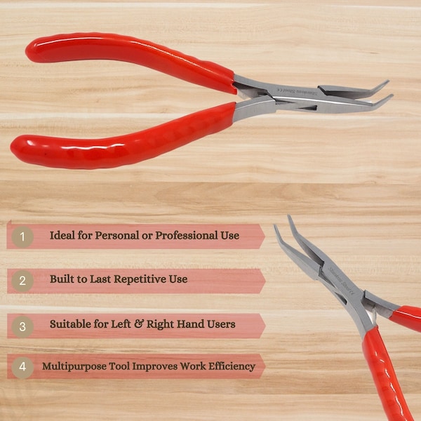 A2Z Scilab Jewelry Making Pliers Slim Bent Nose Professional Repair Stainless Steel Tool with Cushion Grip - A2Z-ZR944