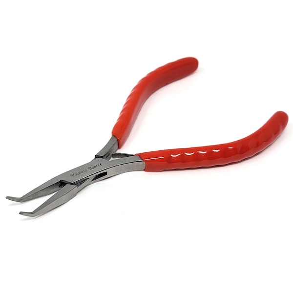 A2Z Scilab Jewelry Making Pliers Slim Bent Nose Professional Repair Stainless Steel Tool with Cushion Grip - A2Z-ZR944