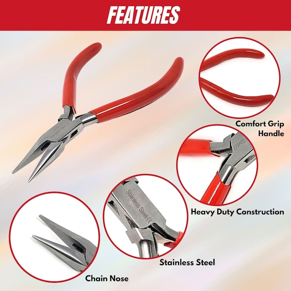 A2Z Scilab Jewelry Making Pliers Chain Nose Professional Repair Stainless Steel Tool with Cushion Grip - A2Z-ZR947
