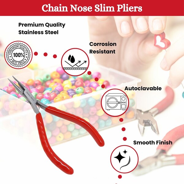 A2Z Scilab Jewelry Making Pliers Slim Chain Nose Professional Repair Stainless Steel Tool with Cushion Grip - A2Z-ZR946