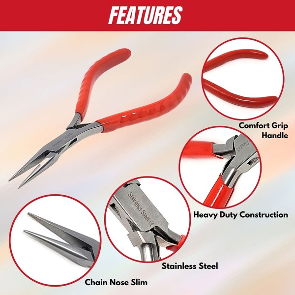 A2Z Scilab Jewelry Making Pliers Slim Chain Nose Professional Repair Stainless Steel Tool with Cushion Grip - A2Z-ZR946