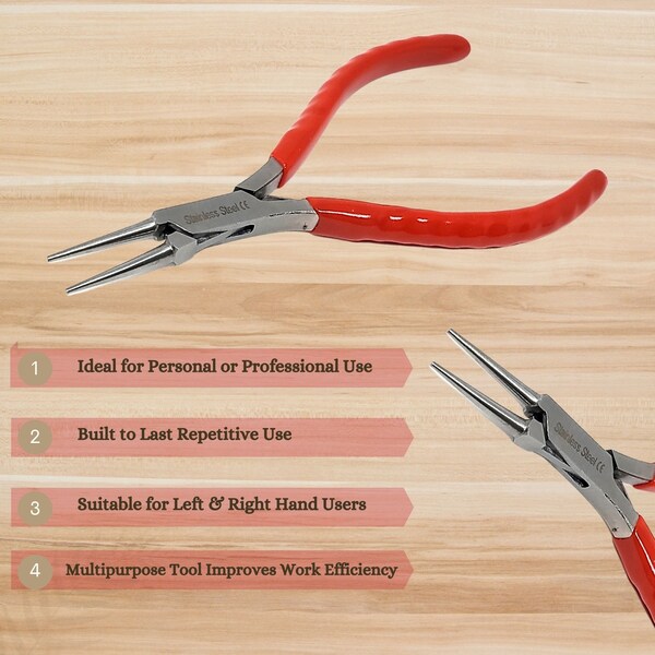 A2Z Scilab Jewelry Making Pliers Slim Round Nose Professional Repair Stainless Steel Tool with Cushion Grip - A2Z-ZR942