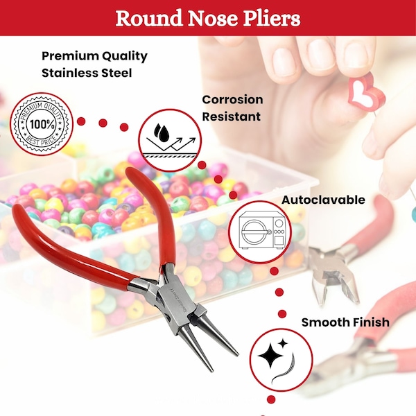 A2Z Scilab Jewelry Making Pliers Round Nose Professional Repair Stainless Steel Tool with Cushion Grip - A2Z-ZR943