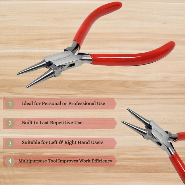 A2Z Scilab Jewelry Making Pliers Round Nose Professional Repair Stainless Steel Tool with Cushion Grip - A2Z-ZR943